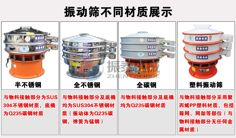 振动筛粉机不同材质展示